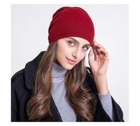 QWWQYDY Capello Uomo Cappello a Cuffia in Maglia Slouchy in Cashmere for Donna Invernale Morbido e Caldo da in Lana Lavorata a con Teschio Berretto a Autunnale(Burgundy)