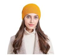 QWWQYDY Capello Uomo Cappello a Cuffia in Maglia Slouchy in Cashmere for Donna Invernale Morbido e Caldo da in Lana Lavorata a con Teschio Berretto a Autunnale(Yellow)