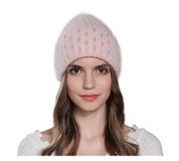 QWWQYDY Capello Uomo Cappello Invernale da Donna Berretti Lavorati a Maglia Caldi Moda con Cappelli di Perline Berretto Lusso Casual Femminile(Pink)