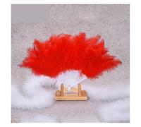 QWWQYDY Feather Fan Ventaglio Pieghevole in Piuma, Elegante, Classico, Vintage, for Danza delle Fate, Decorazione for la casa, for Feste di Matrimonio(Red)