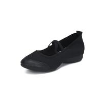 QWWQYDY Scarpette da Danza Classica Scarpe for Il Ballo Quadrato, Scarpe da con Tacco Piatto, Suola Morbida, Punta in Tela, Allenamento, for Insegnanti, Latino(Black Full Cloth,39)