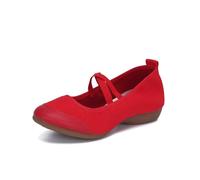 QWWQYDY Scarpette da Danza Classica Scarpe for Il Ballo Quadrato, Scarpe da con Tacco Piatto, Suola Morbida, Punta in Tela, Allenamento, for Insegnanti, Latino(Red Whole Cloth,37)
