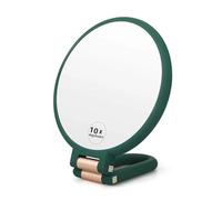 QWWQYDY Specchio Da Tavolo Specchio portatile ingranditore, specchio portatile pieghevole da viaggio, specchio for trucco su piedistallo bifacciale con ingrandimento 1/2/5/10/15x(Green 10X)