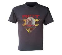 QWZ Riot Band T-Shirt USA Tour 81-82 Fire Down Under Retro Men Dark Gray Shirt M Black