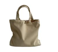 QXDZSW - Borsa per la spesa in tela da donna, in tinta unita, ecologica, pieghevole, con tasca pieghevole, cachi