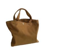 QXDZSW - Borsa per la spesa in tela da donna, in tinta unita, ecologica, pieghevole, con tasca pieghevole, Cammello