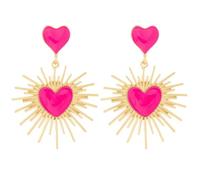 QXDZSW Orecchini pendenti geometrici a forma di cuore, da donna, in metallo smaltato, orecchini da appendere alla moda moderni gioielli per feste, Ottone