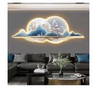 Qxgylz Scultura Decorativa da Parete A LED in Rilievo 3D, Murale Illuminato con Luce, Pittura da Parete Illuminata Decorativa con Montagna E Albero, per Soggiorno, Ingresso(Blue3,120cm/47.2in)