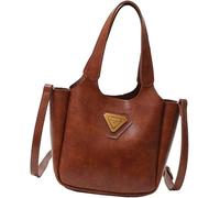 QXHSSM Borsa tote da donna, borsa a secchiello da donna, borsa a tracolla autunnale e invernale, borsa a mano in pelle PU, stile coreano, borse a tracolla(Brown)