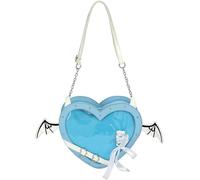 QXHSSM Borsa tote for donna in stile giapponese, borsa a tracolla a forma di cuore, borsa a tracolla con fiocchi dolci, borse alla moda for appuntamenti(Blue)