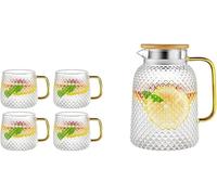 QXHSSM Brocca in Vetro con Filtro, brocca Turca, brocca for Acqua Fredda in Acciaio Inox, Tazze di Cristallo, bollitore for la casa Leonodesa con Bottiglia d'Acqua del Rubinetto