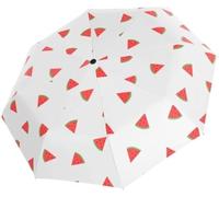 QXHSSM Full Automatic Folding Sunshade Umbrella Compact and Lightweight Fruit Pattern Windproof UV Protection Tri-fold Ideal for Travel