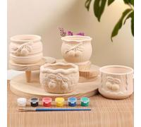 QXLXS 4 Pezzi Di Vasi In Ceramica Per Dipingere E Piantare Con Vasi, Kit DIY Di Giardino Di Fiori Con Vernice, Kit Di Arti E Mestieri, Per Ragazze E Ragazzi Di Età 5-12 Anni