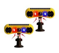 QXMH Allarme sensore di movimento esterno solare - Allarme sonoro per cani che abbaia e spari, 2 * 129dB Loud Noise Maker, 4 modalità, luce stroboscopica attivata dal movimento rosso e blu (2 Pack)