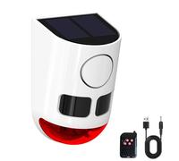 QXMH Allarme solare per esterni con sensore di movimento, 110 db, forte rumore, 4 modalità di lavoro, luce stroboscopica con USB per casa, villa, cortile, pollaio, fattoria, fienile, dì addio agli