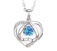 Qxmiguel Collana con cuore custode, ciondolo dinamico a forma di cuore, catena for clavicola, gioielli personalizzati adatti come regali for le donne(Blue diamond)