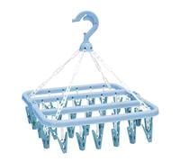 Qxmiguel Grucce 32 Clip Appendiabiti Pieghevole Multifunzionale Antivento Asta di Supporto in Plastica for Asciugare Calzini Biancheria Intima Vestiti for Bambini Stendi Biancheria(Blauw)