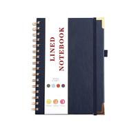 Qxmiguel Materiale scolastico Diario Quaderno A5 8,38 × 5,38 pollici Blocco note in pelle con 96 pagine a righe Compatible with lavoro, scuola, appunti, vari colori(Donker Blauw)
