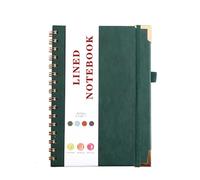 Qxmiguel Materiale scolastico Diario Quaderno A5 8,38 × 5,38 pollici Blocco note in pelle con 96 pagine a righe Compatible with lavoro, scuola, appunti, vari colori(Groen)