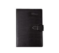 Qxmiguel Materiale scolastico Diario Quaderno A5 Business 8,38 × 5,38 pollici Blocco note spesso in pelle con fibbia in pelle, diari for lavoro e scuola(Svart)