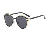 Qxmiguel Occhiali da sole for il ritorno a scuola, for donne e uomini, stile vintage, con montatura in metallo di grandi dimensioni, protezione UV400.(Black Grey)