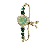 Qxmiguel Orologi alla Moda 2 Orologi da Donna con Bracciale a Forma di Cuore e Diamanti, Orologi da Polso analogici al Quarzo, Un Regalo alla Moda for Le Donne Ritorno a Scuola(Groen)