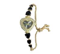 Qxmiguel Orologi alla Moda 2 Orologi da Donna con Bracciale a Forma di Cuore e Diamanti, Orologi da Polso analogici al Quarzo, Un Regalo alla Moda for Le Donne Ritorno a Scuola(Svart)