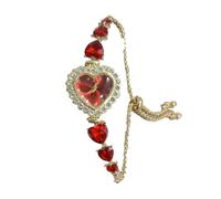 Qxmiguel Orologi alla Moda 2 Orologi da Donna con Bracciale a Forma di Cuore e Diamanti, Orologi da Polso analogici al Quarzo, Un Regalo alla Moda for Le Donne Ritorno a Scuola(Rot)