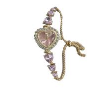 Qxmiguel Orologi alla Moda 2 Orologi da Donna con Bracciale a Forma di Cuore e Diamanti, Orologi da Polso analogici al Quarzo, Un Regalo alla Moda for Le Donne Ritorno a Scuola(Roze)