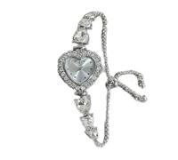 Qxmiguel Orologi alla Moda 2 Orologi da Donna con Bracciale a Forma di Cuore e Diamanti, Orologi da Polso analogici al Quarzo, Un Regalo alla Moda for Le Donne Ritorno a Scuola(Silver)