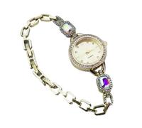 Qxmiguel Orologi alla Moda Orologio da Polso da Donna di Lusso con quadrante Rotondo e Numeri Romani, Elegante Orologio analogico al Quarzo con Piccoli Diamanti Imitazione Ritorno a Scuola(Gold)