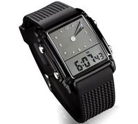 Qxmiguel Orologi alla moda Orologio digitale impermeabile a LED con doppio fuso orario, orologio elettronico unisex, un regalo eccellente for compleanni, feste e celebrazioni Orologi uomo(Svart)