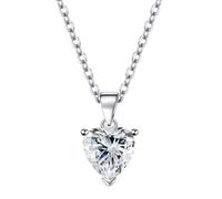 Qxmiguel Women's Necklace Heart-shaped Pendant Necklace Heart Inlaid Zircon Clavicle Chain Is a Suitable Female Jewelry Gifts(White diamond)