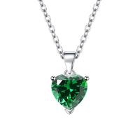 Qxmiguel Women's Necklace Heart-shaped Pendant Necklace Heart Inlaid Zircon Clavicle Chain Is a Suitable Female Jewelry Gifts(Green diamond)