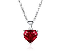 Qxmiguel Women's Necklace Heart-shaped Pendant Necklace Heart Inlaid Zircon Clavicle Chain Is a Suitable Female Jewelry Gifts(Red diamond)