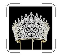 QXMYOO Tiara extra large da donna, con cristalli austriaci trasparenti, color argento, corona da regina, coroncina con strass per compleanno, ballo di fine anno, matrimonio, XX-Large, Cristallo