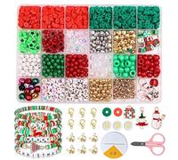 QXNDXQ 1585 PCS Kit per Creare Braccialetti di Natale, Perline di Natale per la Creazione di Gioielli, Set Collane fai da te Natalizio, Regali per Ragazze di Natale