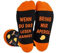 QXRXN Calzini regalo Aperol da donna e da uomo, calzini Aperol Spritz con scritta "Wenn du das lesen kannst, bring mir", regali divertenti per donne, uomini, fidanzata, compleanno, Natale