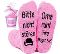 QXRXN Regalo per la festa della mamma, regalo di compleanno, calzini con scritta in lingua tedesca "Bitte nicht stören oma riposa i suoi occhi, regalo di Natale per la nonna, divertente regalo di