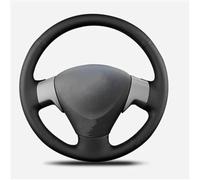 Qxryzp Coprivolante for auto, for Toyota, for Corolla, 2006-2010, for Matrix 2009, for Auris 2007-2009 in pelle nera cucita a mano Coprivolante(BLACK Red Blue Thread)