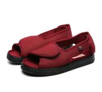 QXWD Summer dew toe diabetico piede femminile gonfio piedi larghi bastone magico scarpe pollice fuori il sandalo da uomo vecchio di mezza età, Rosso, 43.5 EU