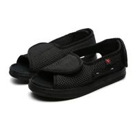 QXWD Summer dew toe diabetico piede femminile gonfio piedi larghi bastone magico scarpe pollice fuori il sandalo da uomo vecchio di mezza età, Nero , 43 EU