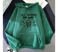 QXWD The Binding of Isaac Autunno Inverno Felpe con Cappuccio da Donna Felpa a Maniche Lunghe Lettera Stampa Cappuccio Casual Cartone Animato Plus