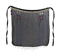 QXWD Velo Viso Gioielli Maschera Per Le Donne Classico Nappa Perline Rosse Velo Nero Tenda Viso Antica Danza Performance