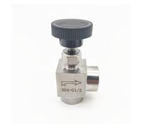 QXWPBIBAN Valvola a Spillo con Filettatura Femmina in Acciaio Inossidabile 304 da 1/8", 1/4", 3/8", 1/2", valvola di Regolazione del Flusso dello Strumento, a Globo ad Angolo retto(0.5 inch)