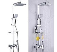 QXXZ 3 Marce Colonna Doccia con Miscelatore Saliscendi Doccia Regolabile con Soffione Quadrato Set Doccia Completo 3 Funzioni Doccetta Sistema Doccia a Pioggia