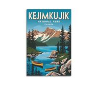 QXYUIN Poster di viaggio Kejimkujik National Park Canada, deserta bellezza con canoe e montagne.jpg, poster artistico da parete su tela per stanza, 20 x 30 cm, senza cornice