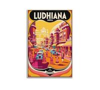 QXYUIN Poster di viaggio Ludhiana India, strada trafficata con abbigliamento tradizionale e auto d'epoca.jpg, poster artistico da parete su tela per stanza, 50 x 75 cm, senza cornice