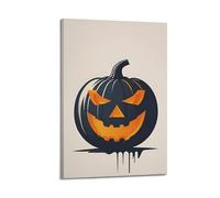 QXYUIN Poster minimalista con lanterna di zucca scura, decorazione artistica da parete su tela, per la stanza, 50 x 75 cm, con cornice