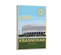 QXYUIN Poster vintage Krasnodar Russia, scena dello stadio soleggiato.jpg, poster artistico da parete su tela per stanza, 60 x 90 cm, con cornice